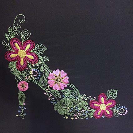 Floral Heels Machine Embroidery Design