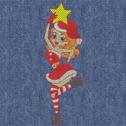 Santa Girl with Star Machine Embroidery Design