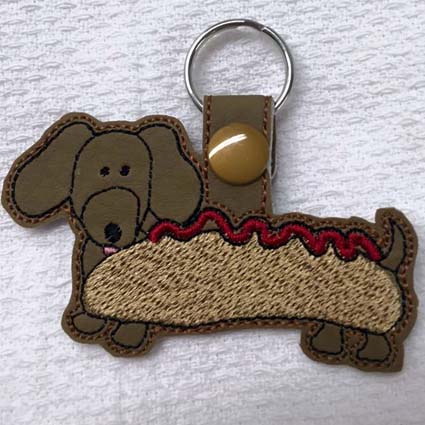 Funny Dog Key Fob Key Tag Machine Embroidery Design