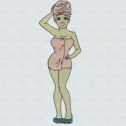 Towel Lady Machine Embroidery Design