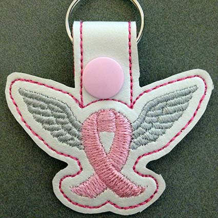 Awareness Wings Key Tag Machine Embroidery Design