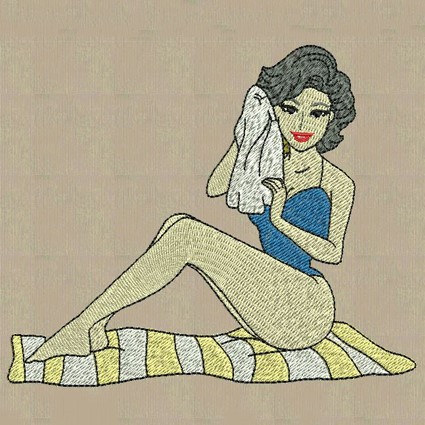 Lady on Towel Machine Embroidery Design