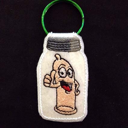 Condom Mason Jar Key Tag Machine Embroidery Design