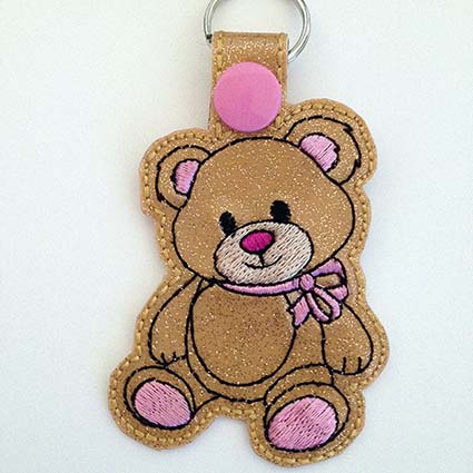 Teddy bear key fob embroidery design