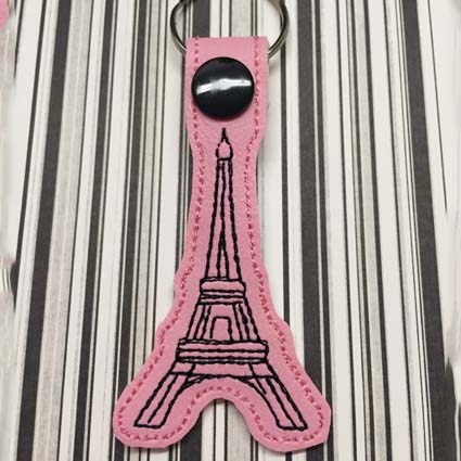 Eiffel Tower Key Tag Machine Embroidery Design