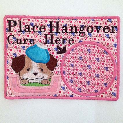 Funny Hangover Mug Rug Machine Embroidery Design