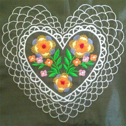 Flower Hearts Digital Embroidery Design