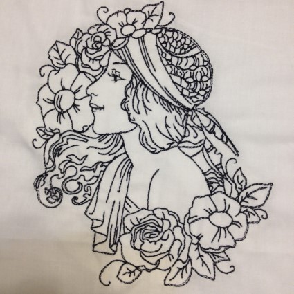Redwork Ladies Digital Embroidery Design