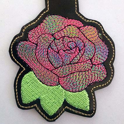 Rose Key Tag Machine Embroidery Design