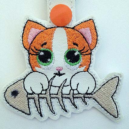 Kitten Key Tag Machine Embroidery Design