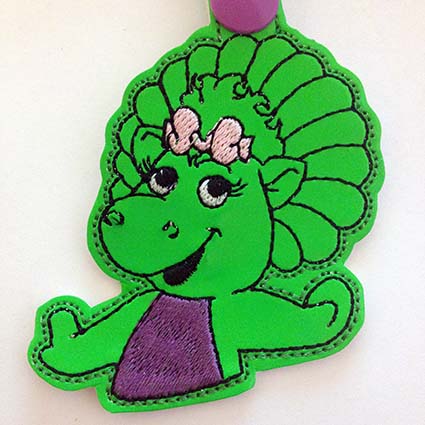 Key Fob Green Dinosaur Machine Embroidery Design