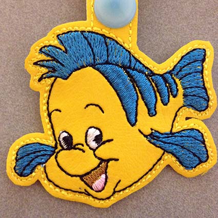 Yellow Blue Fisk Key Fob Machine Embroidery Design