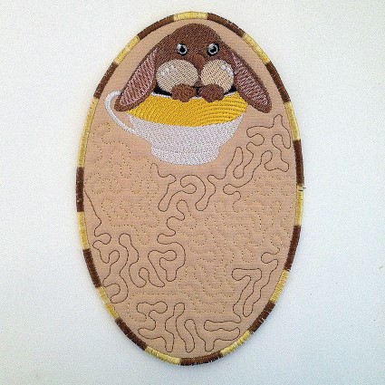 bunny mug rug machine embroidery design