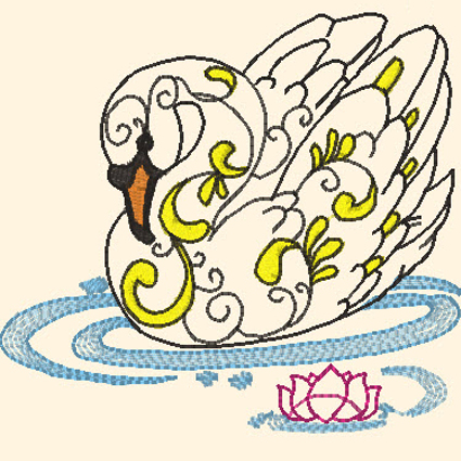 Elegant Swans Digital Embroidery Design