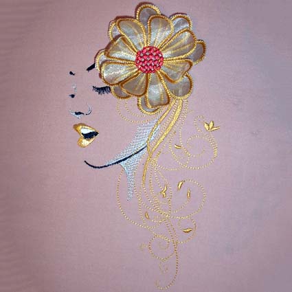 3D Flower Lady Machine Embroidery Design