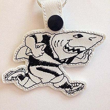 Sharks rugby key tag machine embroidery design