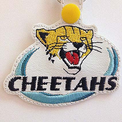 cheetahs rugby key tag machine embroidery design