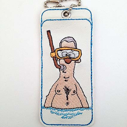funny snorkel guy machine embroidery design