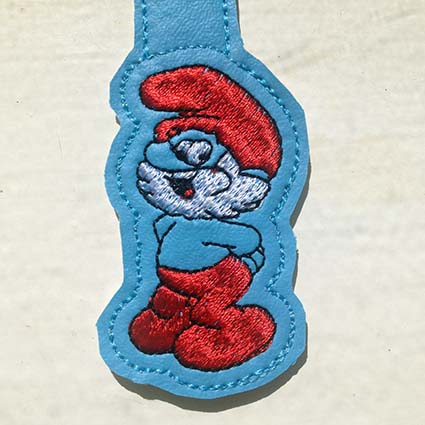 Smurf Key Tag Key Fob Machine Embroidery