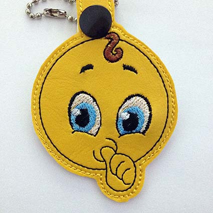 emoji key fob machine embroidery design