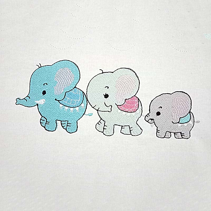Elephant Family Machine Embroidery Design