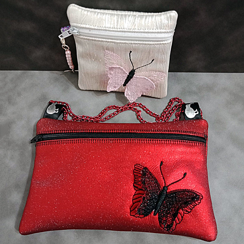 Lace Butterfly Zipper Purse Machine Embroidery Design