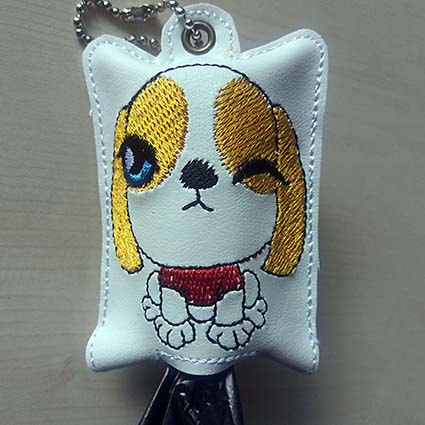 dog key fob bag holder embroidery design