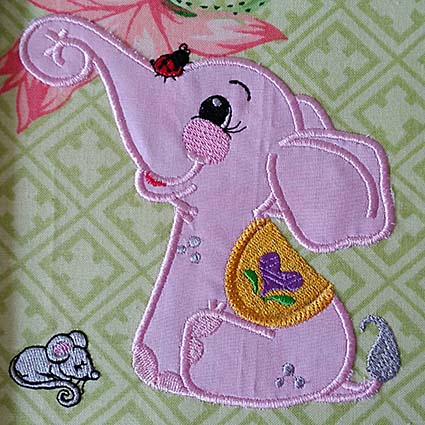 elephant applique machine embroidery design