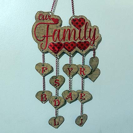 family plaque embroidery design