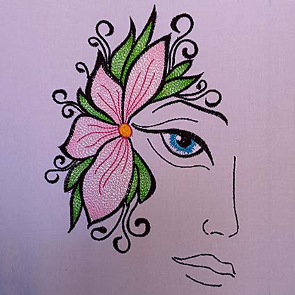 flower lady machine embroidery design
