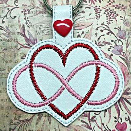 Valentine Love Key Tag machine embroidery design