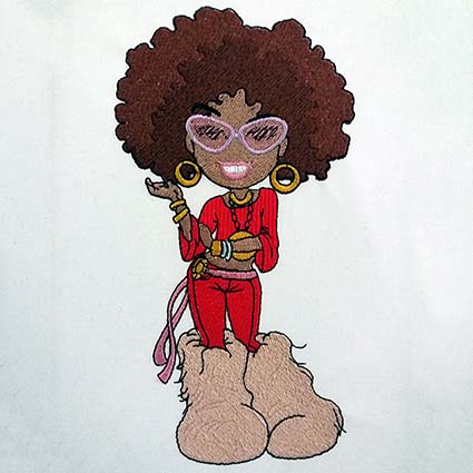 funky afro embroidery design