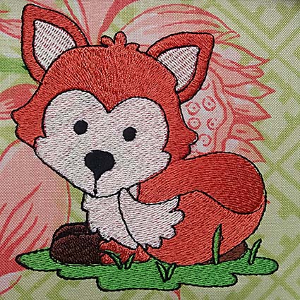 little fox machine embroidery design