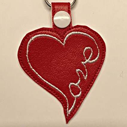 valentine love key tag embroidery design