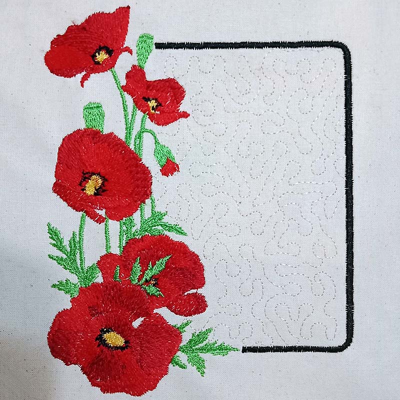 Poppy Corner Embroidery Design