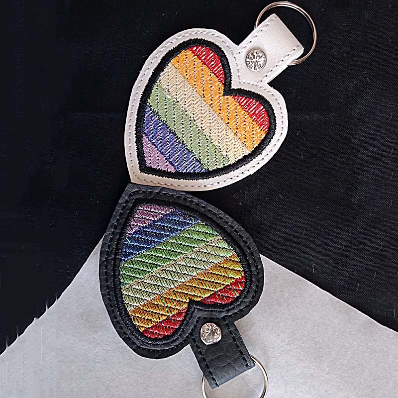 Pride Heart Valentine Key Fob Embroidery Design