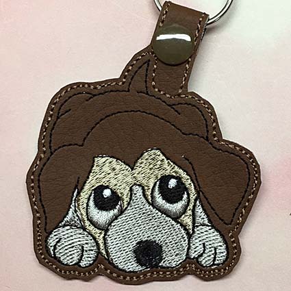 puppy key fob machine embroidery design