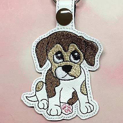 puppy key fob machine embroidery design