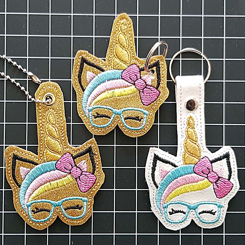 Unicorn key fob embroidery design