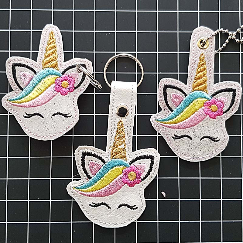 Unicorn key fob embroidery design
