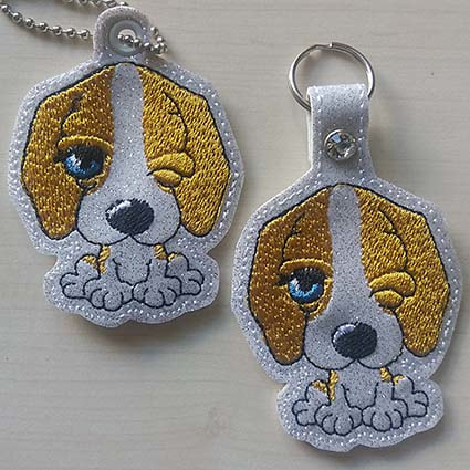dog key fob embroidery design