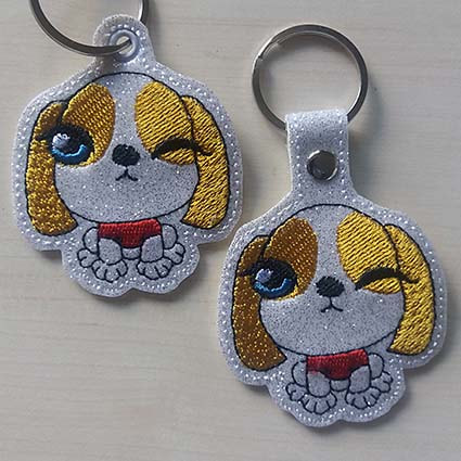 dog key fob embroidery design